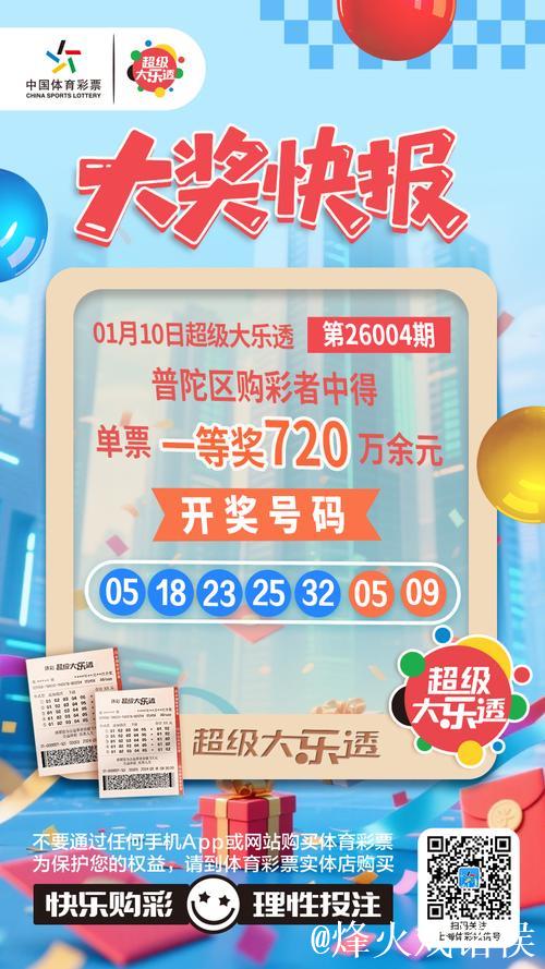 2026首个大乐透一等奖720万余元花落普陀！来自这个购彩网点